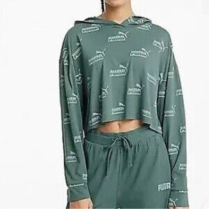 NWT PUMA Green Relaxed Fit Long Sleeve Pullover Hoodie SIZE XL